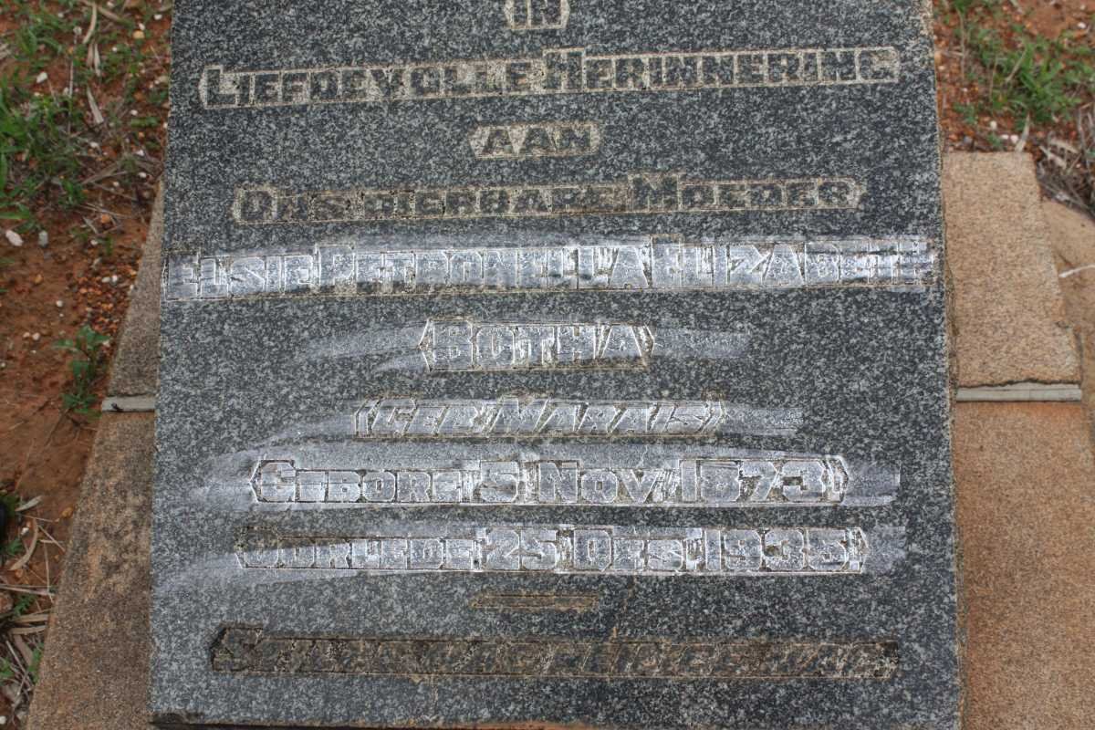 BOTHA Elsie Petronella Elizabeth nee MARAIS 1873-1935 