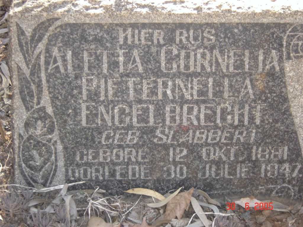 ENGELBRECHT Aletta Cornelia Pieternella nee SLABBERT 1881-1947