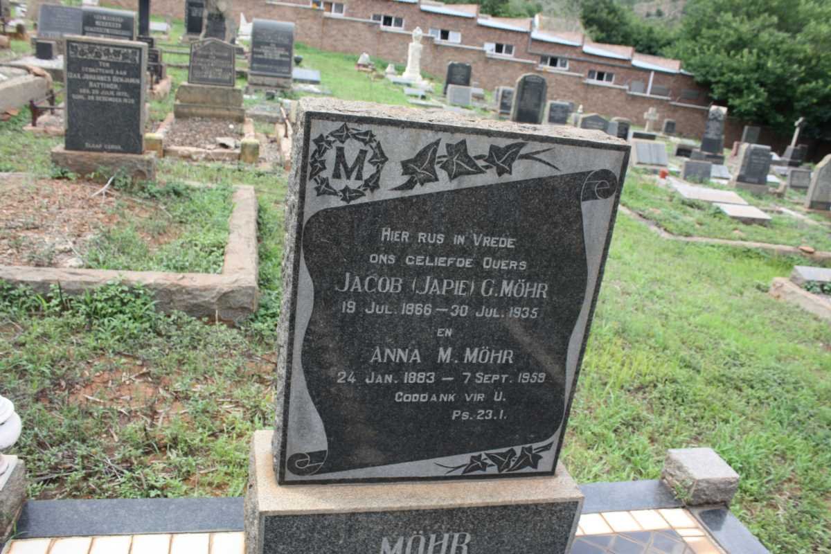 MOHR Jacob G. 1866-1935 &amp; Anna M. 1883-1959