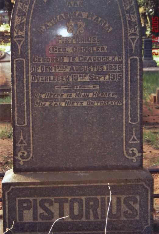 PISTORIUS Catharina Maria nee GROBLER 1836-1915