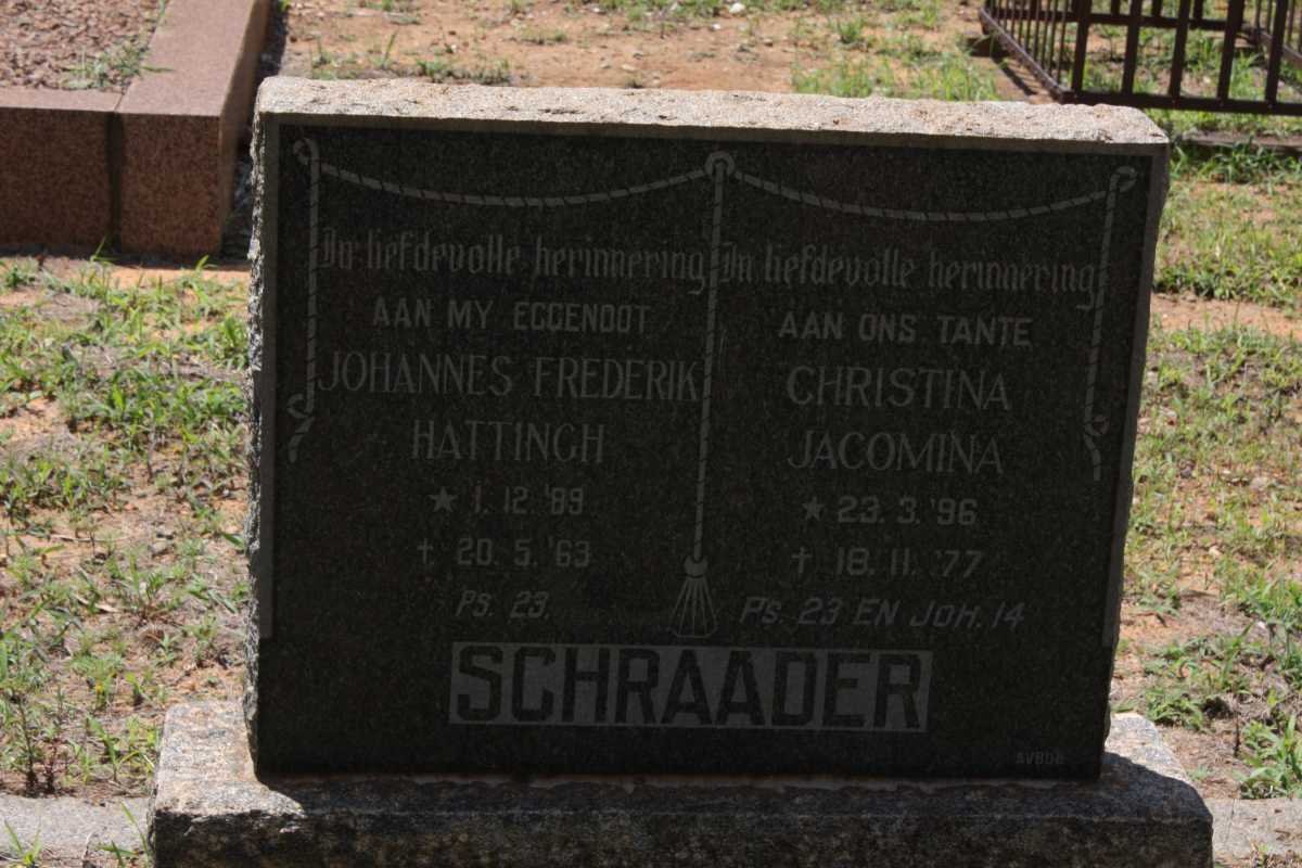 SCHRAADER Johannes Frederik Hattingh 1889-1963 :: SCHRAADER Christina Jacomina 1896-1977