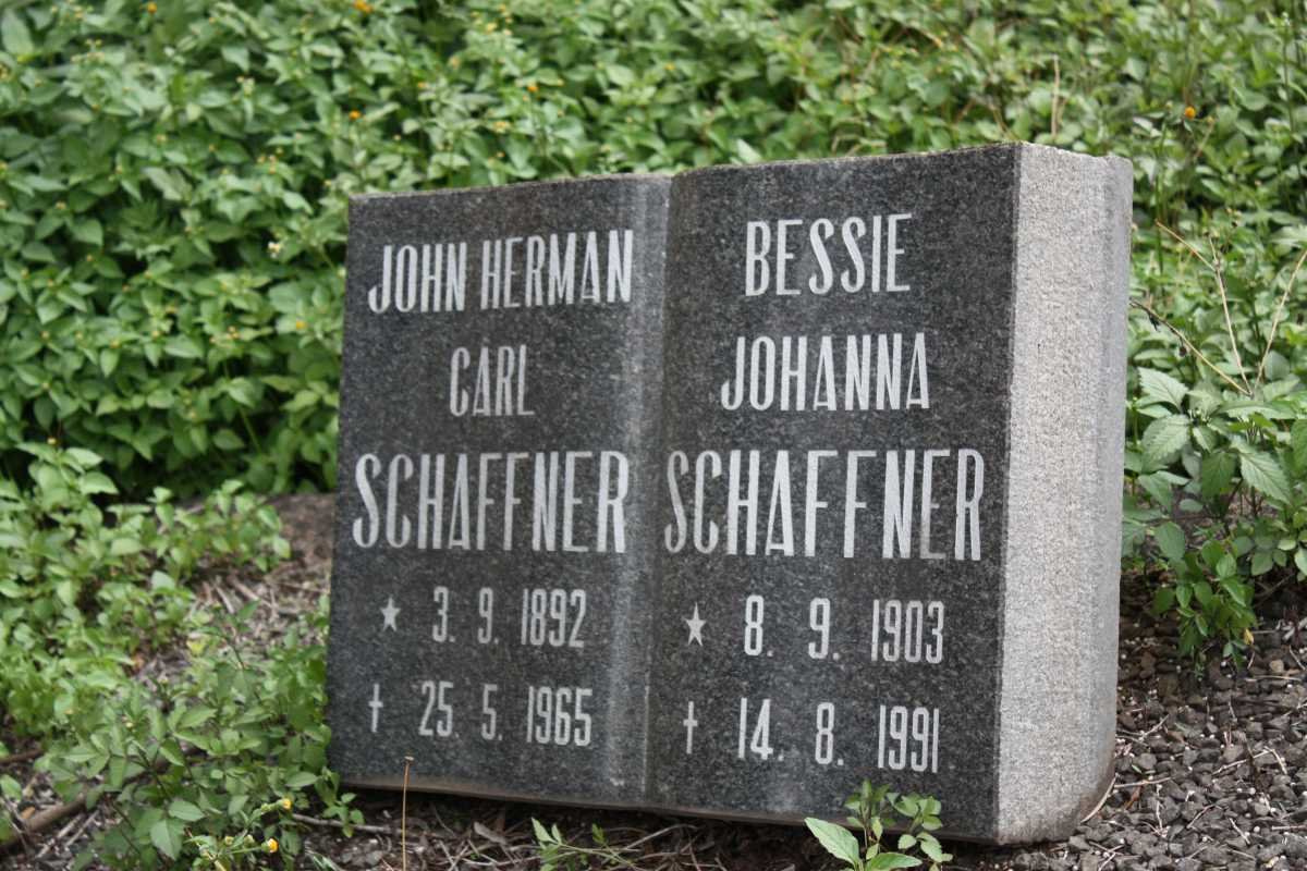 SCHAFFNER John Herman Carl 1892-1965 &amp; Bessie Johanna 1903-1991