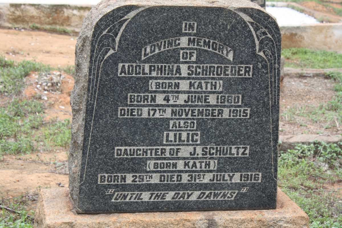 SCHROEDER Adolphina nee KATH 1880-1915 :: KATH Lilic ?-1916