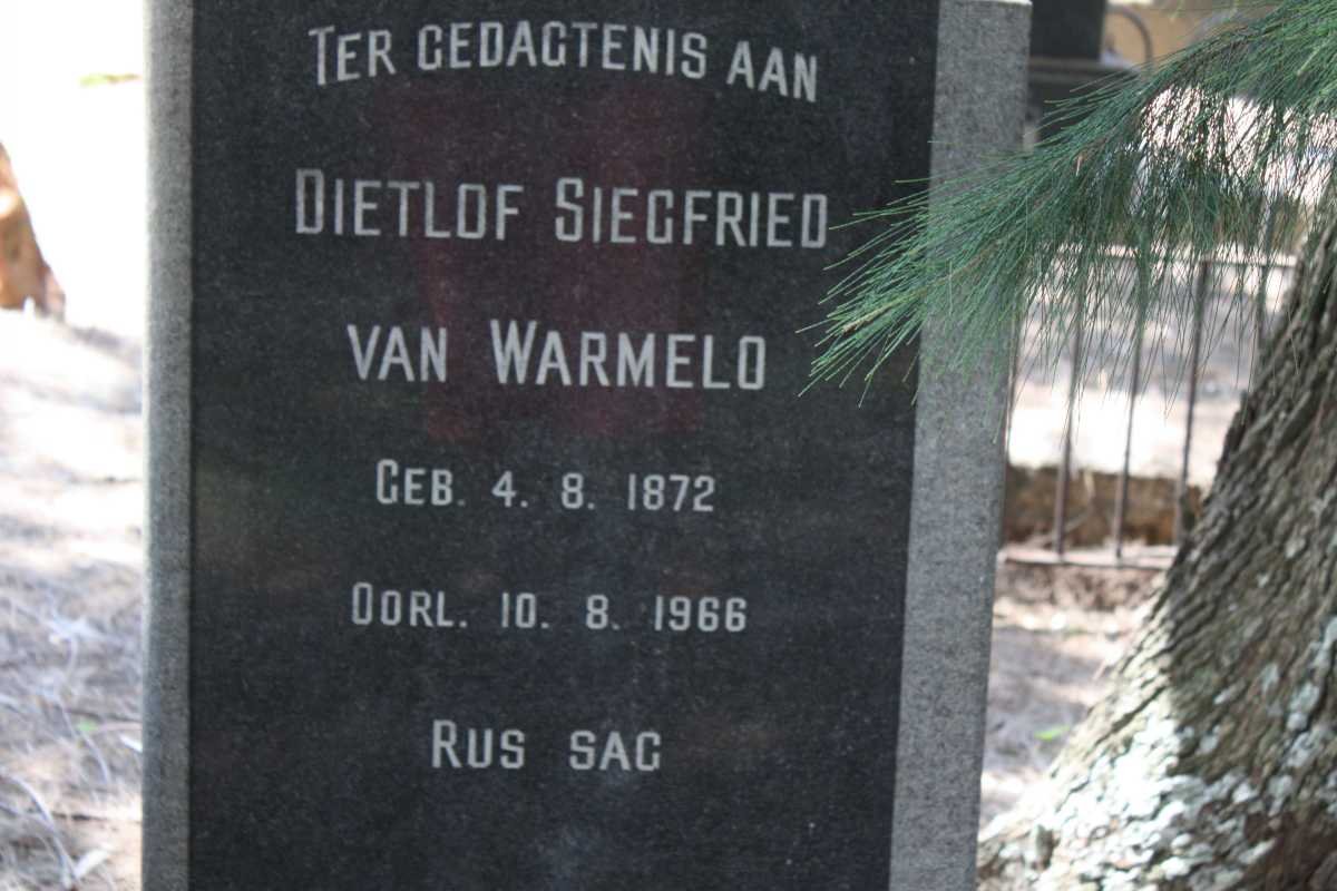 WARMELO Dietlof Siegfried, van 1872-1966
