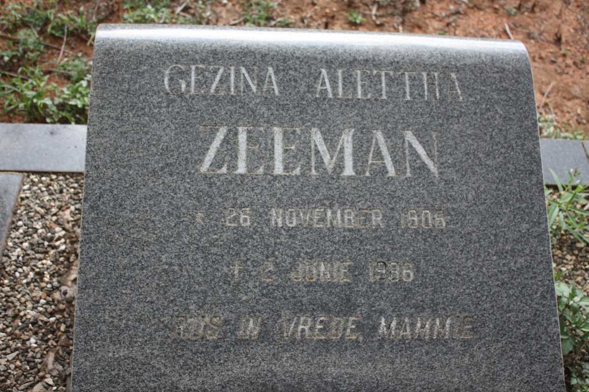 ZEEMAN Gezina Alettha 1905-1936
