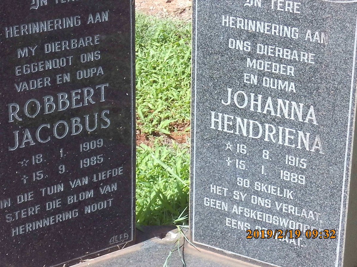 ? Robbert Jacobus 1909-1985 &amp; Johanna Hendriena 1915-1989