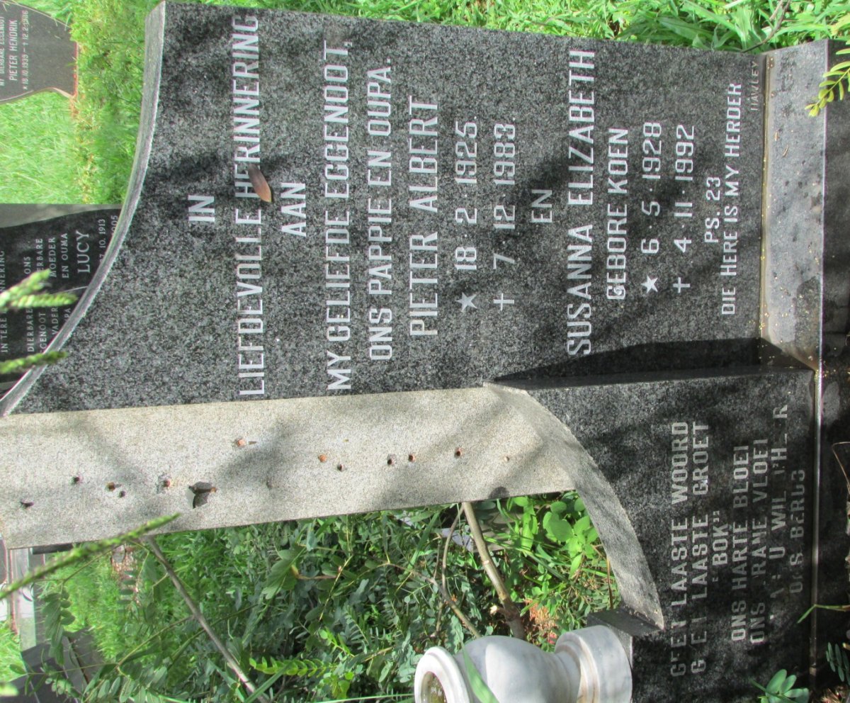 ? Pieter Albert 1925-1983 &amp; Susanna Elizabeth KOEN 1928-1992