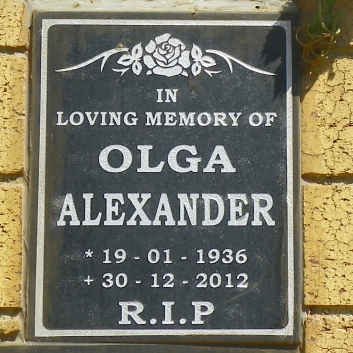 ALEXANDER Olga 1936-2012