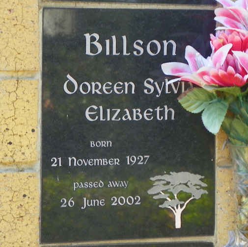 BILLSON Doreen Sylvia Elizabeth 1927-2002