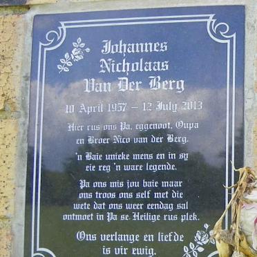 BERG Johannes Nicolaas, van der 1957-2013