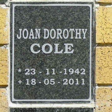 COLE Joan Dorothy 1942-2011
