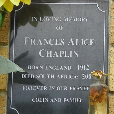 CHAPLIN Frances Alice 1912-200?