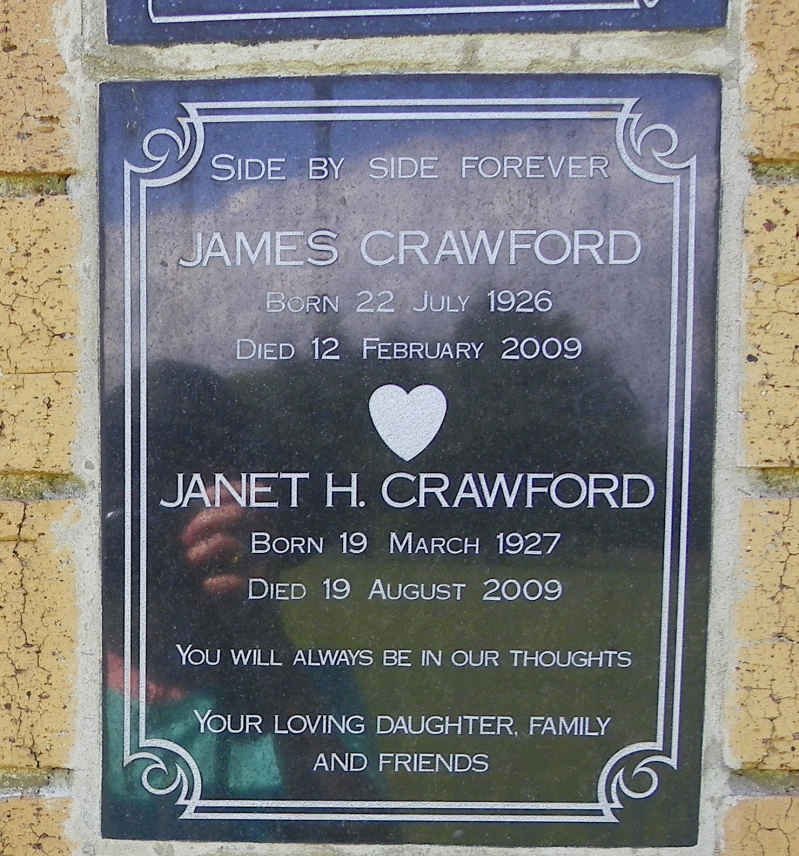 CRAWFORD James 1926-2009 &amp; Janet H. 1927-2009
