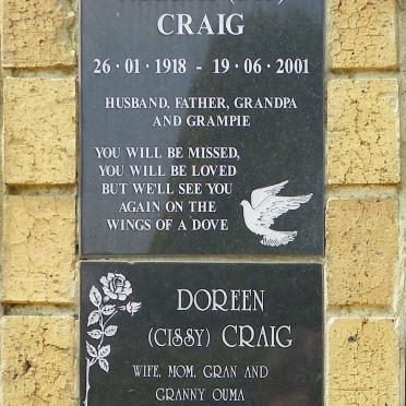 CRAIG Robert 1918-2001 &amp; Doreen 1920-1999