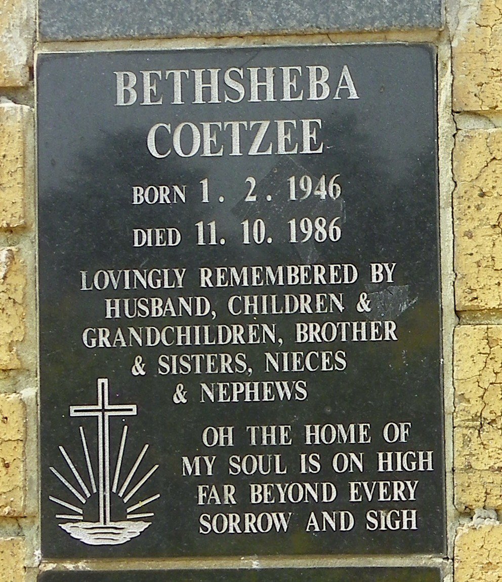 COETZEE Bethsheba 1946-1986