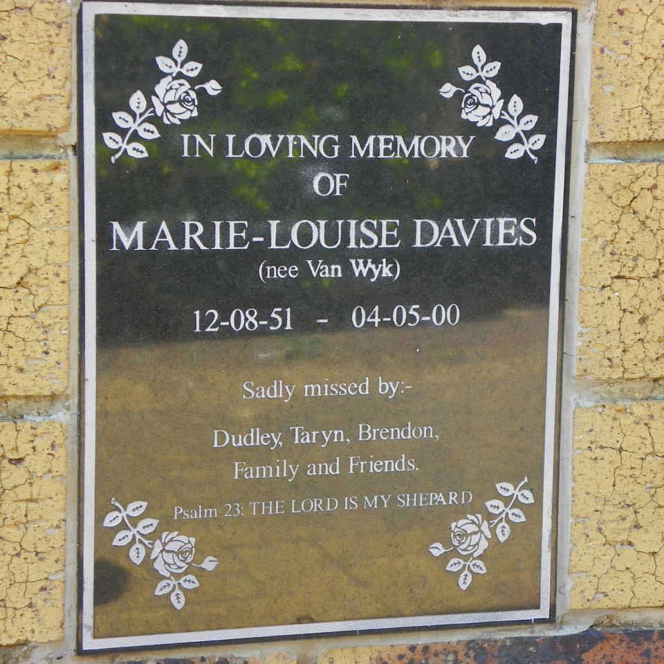 DAVIES Marie-Louise nee VAN WYK 1951-2000