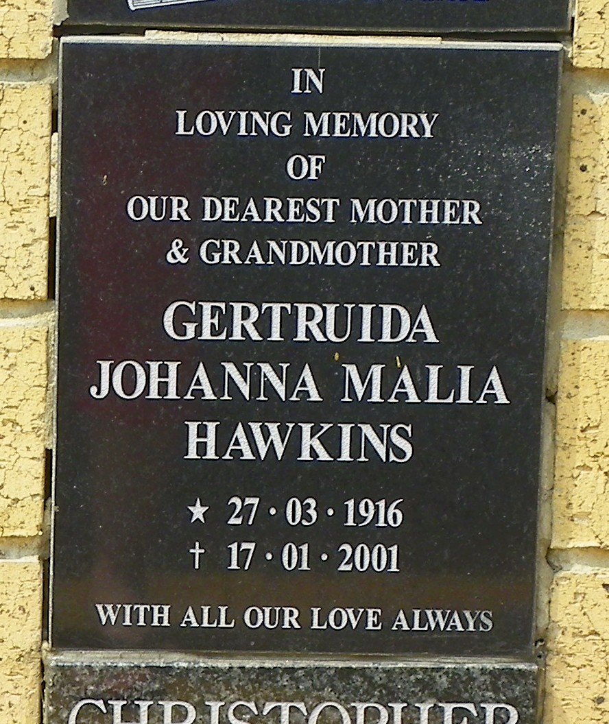 HAWKINS Gertruida Johanna Malia 1916-2001