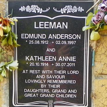 LEEMAN Edmund Anderson 1912-1997 &amp; Kathleen Annie 1914-2011
