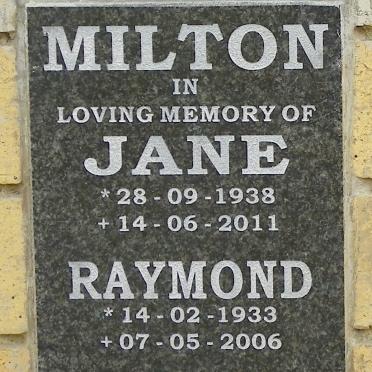 MILTON Raymond 1933-2006 &amp; Jane 1938-2011