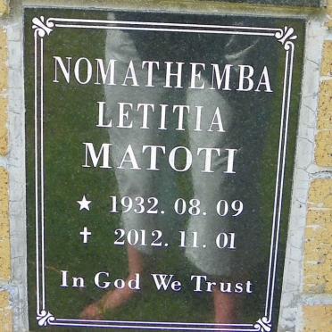 MATOTI Nomathemba Letitia 1932-2012