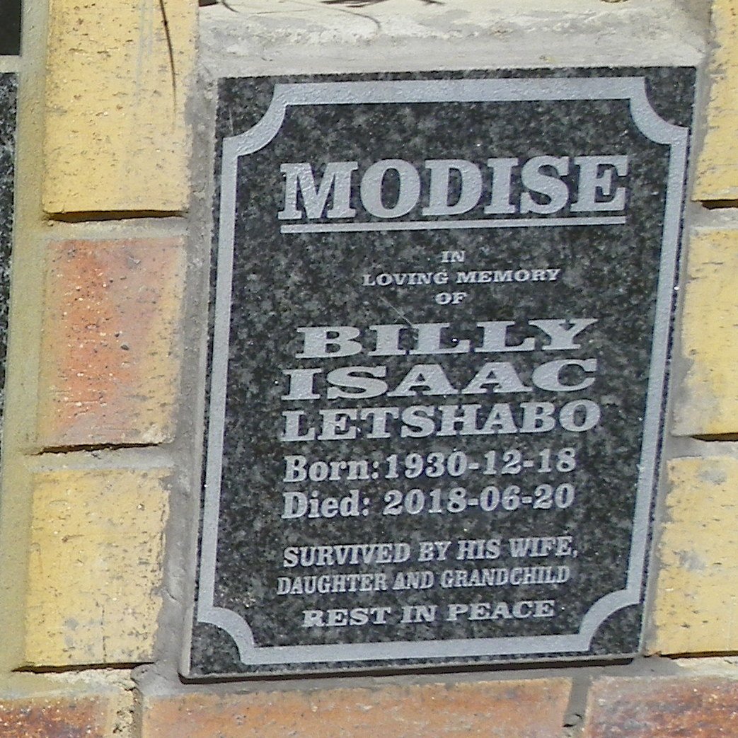MODISE Billy Isaac Letshabo 1930-2018
