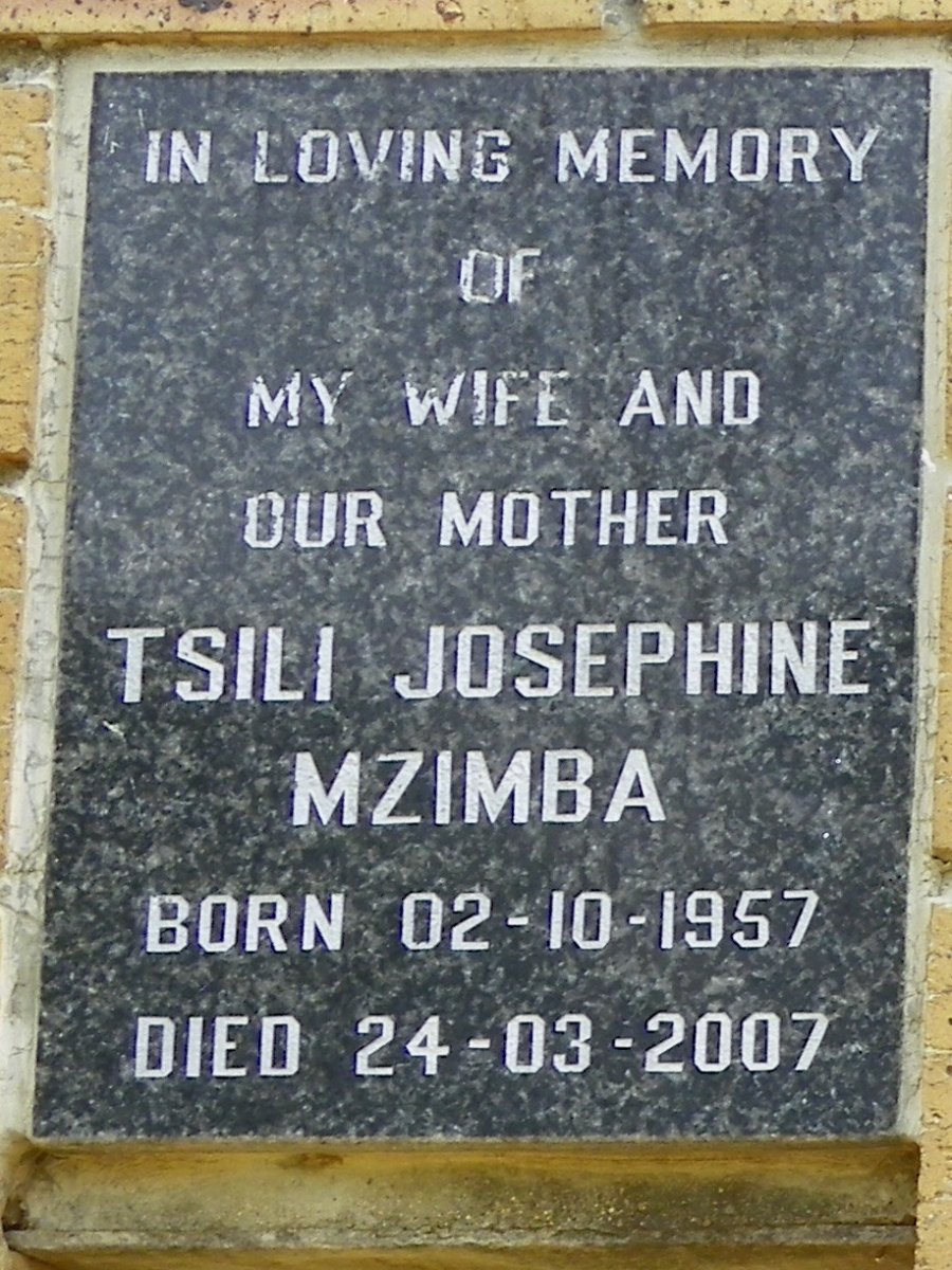 MZIMBA Tsili Josephine 1957-2007