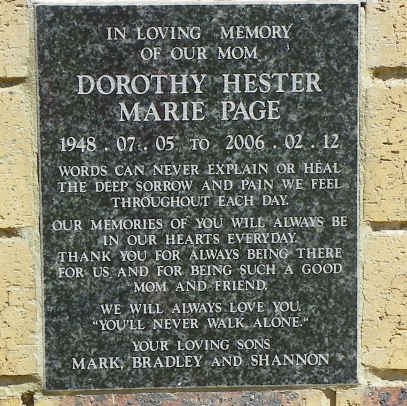 PAGE Dorothy Hester Marie 1948-2006