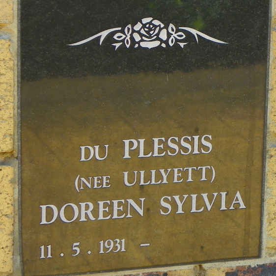 PLESSIS Doreen Sylvia, du  nee ULLYETT 1931-