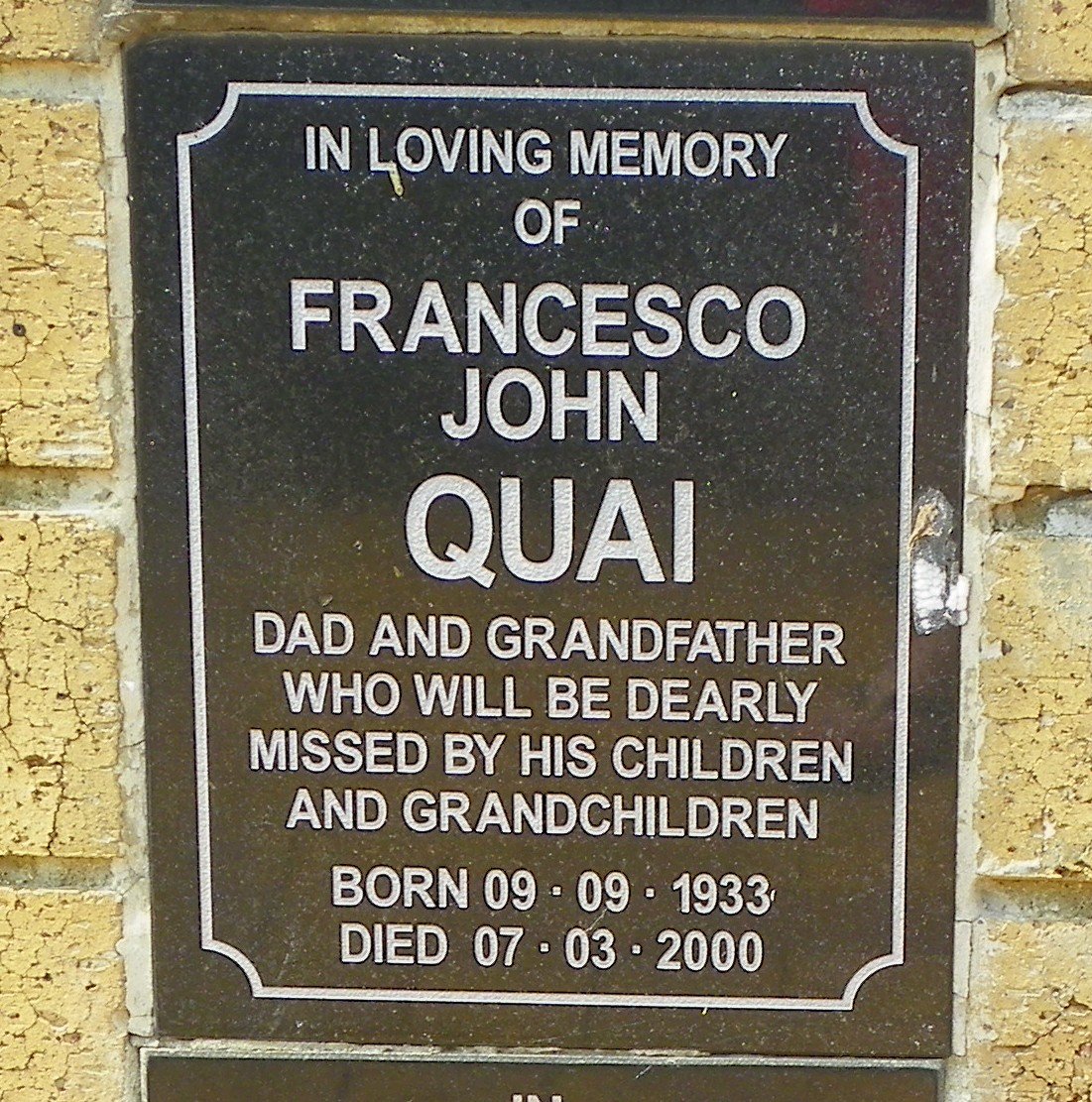 QUAI Francesco John 1933-2000