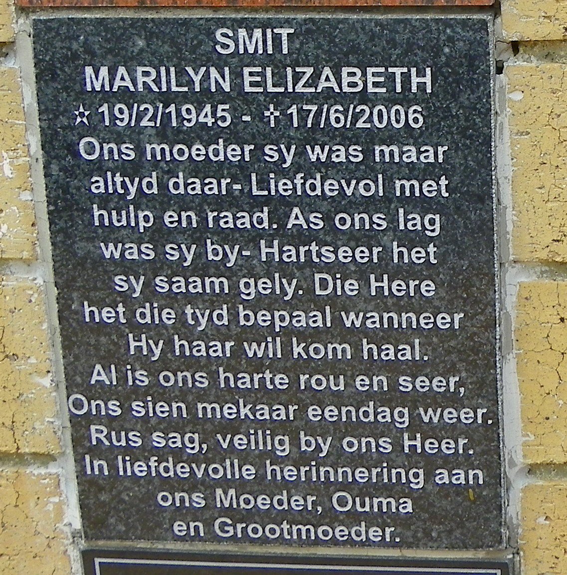 SMIT Marilyn Elizabeth 1945-2006