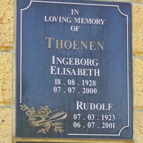 THOENEN Rudolf 1923-2001 &amp; Ingeborg Elisabeth 1928-2000