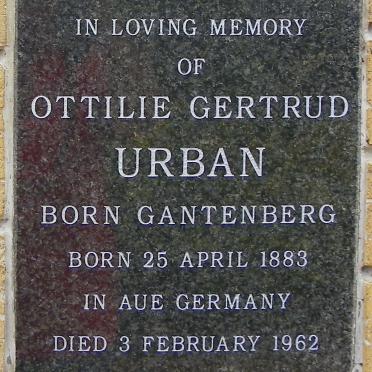 URBAN Ottilie Gertrud nee GANTENBERG 1883-1962