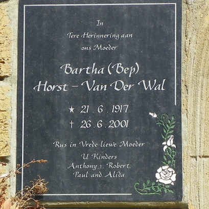 WAL Bertha HORST, van der 1917-2001