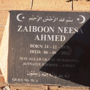 AHMED Zaiboon Nees 1978-2012