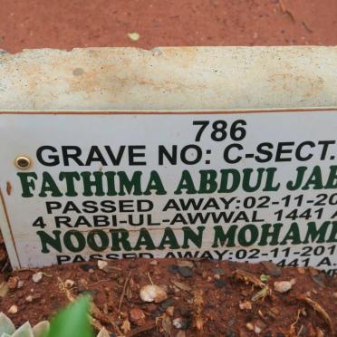 JABAR Fathima Abdul -2019 :: MOHAMED Nooraan -2019
