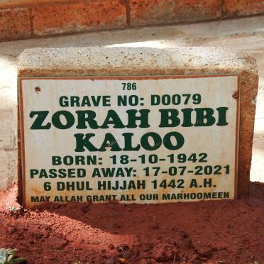 KALOO Zorah Bibi 1942-2021
