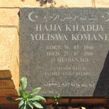 KOMANE Hajja Khadija Yoliswa 1960-2010