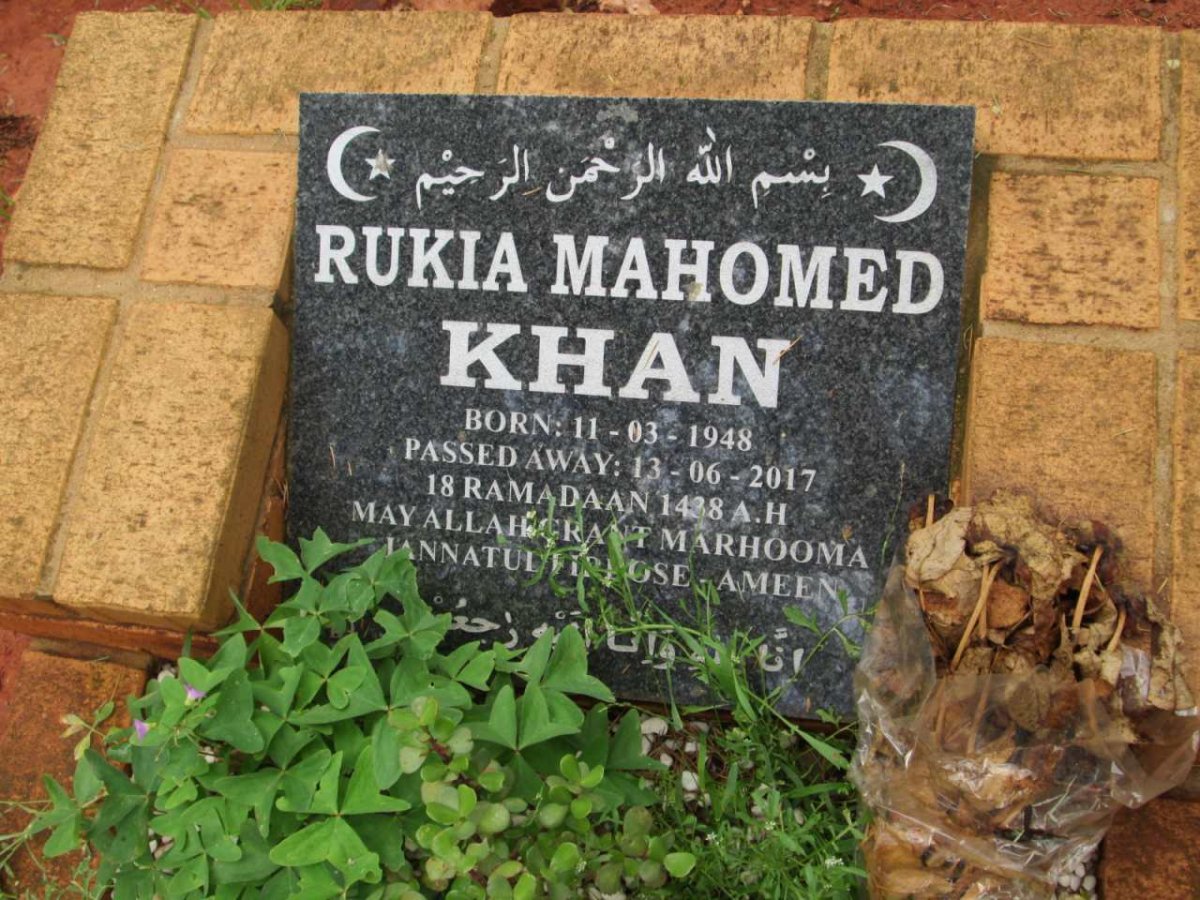 KHAN Rukia Mahomed 1948-2017