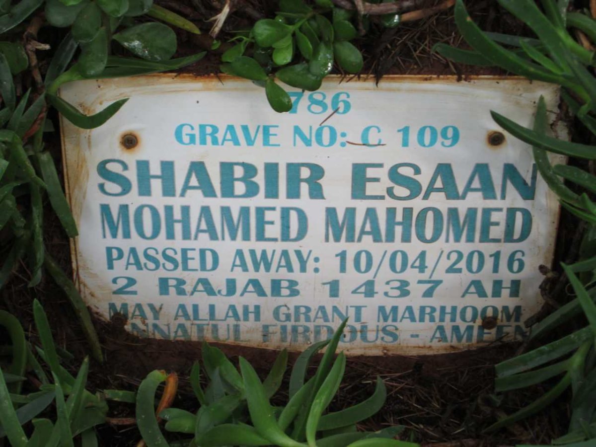 MAHOMED Shabir Esaan Mohamed -2016