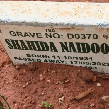 NAIDOO Shahida 1931-2022