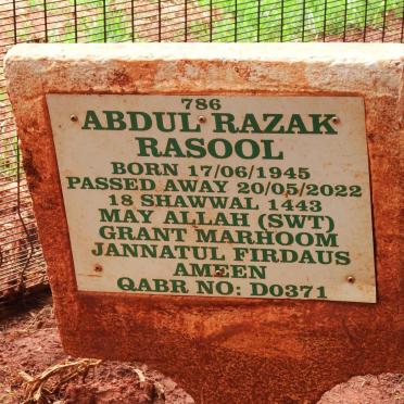 RASOOL Abdul Razak 1945-2022