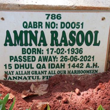 RASOOL Amina 1936-2021