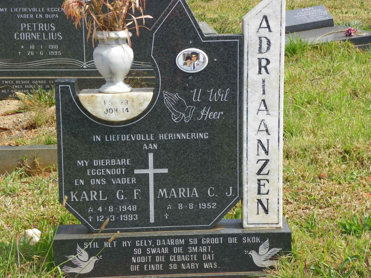 ADRIAANZEN Karl G.F. 1948-1993 &amp; Maria C.J. 1952-