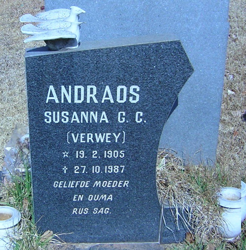 ANDRAOS Susanna G.C. nee VERWEY 1905-1987