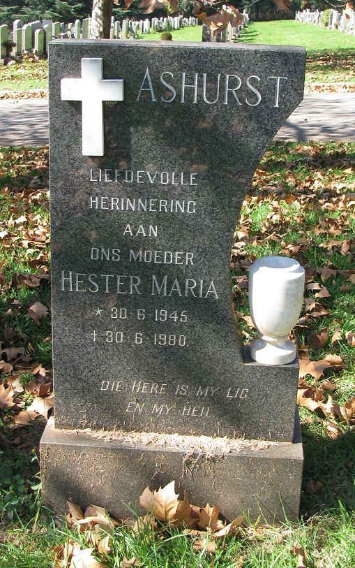 ASHURST Hester Maria 1945-1980