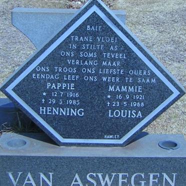 ASWEGEN Henning, van 1916-1985 &amp; Louisa 1921-1988