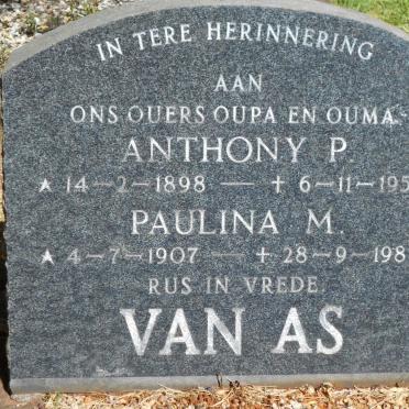 AS Anthony P., van 1898-1957 &amp; Paulina M. 1907-1988