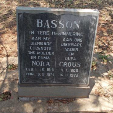 BASSON Crous 1908-1985 &amp; Nora 1910-1974