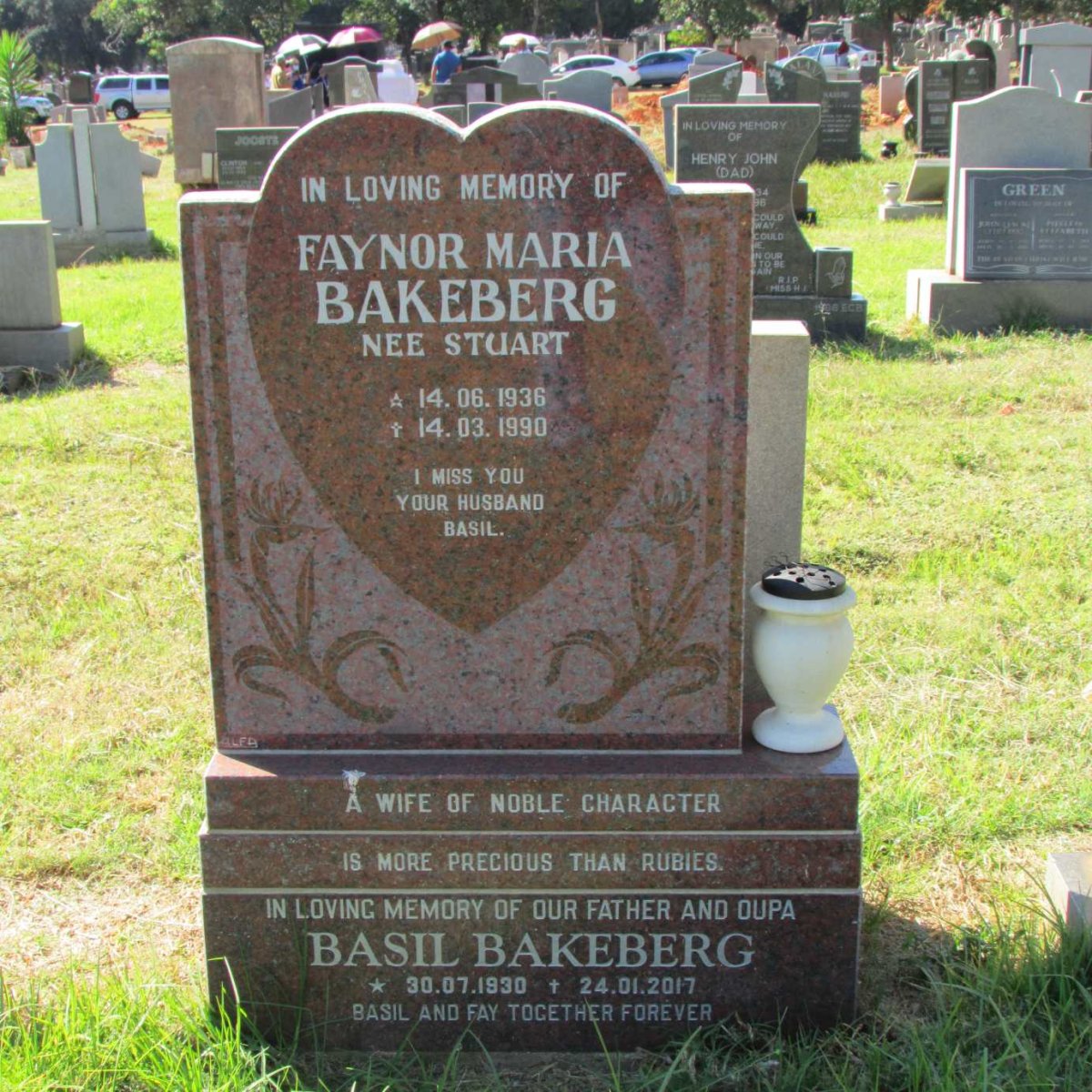 BAKEBERG Basil 1930-2017 &amp; Faynor Maria STUART 1936-1990
