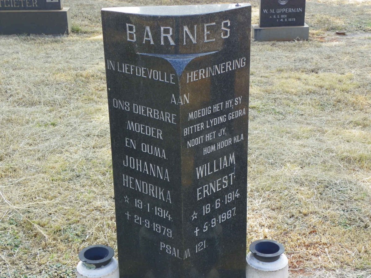 BARNES William Ernest 1914-1987 &amp; Johanna Hendrika 1914-1979